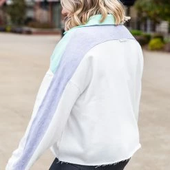 New 🥰 Pink Lily Jump Right In Mint Colorblock Quarter Zip Pullover FINAL SALE 😉 -Glam-girl Sales 186340 7 650x