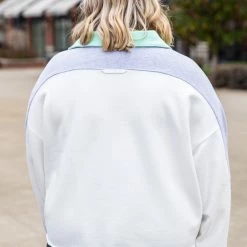 New 🥰 Pink Lily Jump Right In Mint Colorblock Quarter Zip Pullover FINAL SALE 😉 -Glam-girl Sales 186340 8 650x