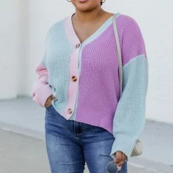 Brand new ๐ Pink Lily Take Up My Time Multicolor Colorblock Cardigan FINAL SALE ๐ฅ