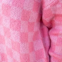 Promo 👍 Pink Lily Time To Shine Pink Checkered Sweater FINAL SALE 👏 -Glam-girl Sales 186382 7 650x