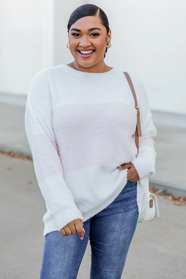 Outlet 😉 Pink Lily Story To Tell Light Pink Colorblock Fuzzy Sweater FINAL SALE 🤩 4 Outlet 😉 Pink Lily Story To Tell Light Pink Colorblock Fuzzy Sweater FINAL SALE 🤩 - Image 2