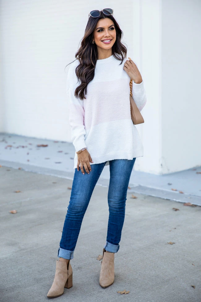 Outlet 😉 Pink Lily Story To Tell Light Pink Colorblock Fuzzy Sweater FINAL SALE 🤩 9 Outlet 😉 Pink Lily Story To Tell Light Pink Colorblock Fuzzy Sweater FINAL SALE 🤩 - Image 7