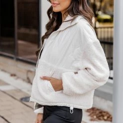 Best Sale 💯 Pink Lily Change Of Plans Ivory Sherpa Active Jacket FINAL SALE 🤩 -Glam-girl Sales 186450 8 650x