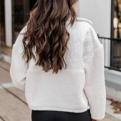 Best Sale 💯 Pink Lily Change Of Plans Ivory Sherpa Active Jacket FINAL SALE 🤩 -Glam-girl Sales 186450 9 650x