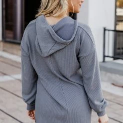 Deals 🎁 Pink Lily Home Away From Home Grey Ribbed Hooded Pullover FINAL SALE ✨ -Glam-girl Sales 186454 185018 6 650x