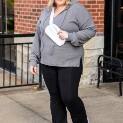 Deals 🎁 Pink Lily Home Away From Home Grey Ribbed Hooded Pullover FINAL SALE ✨ -Glam-girl Sales 186454 1 650x