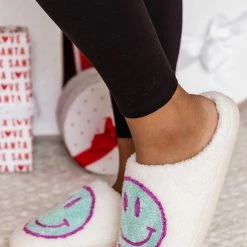 Budget 👏 Pink Lily Green Smiley Slippers ⌛ -Glam-girl Sales 186526 2 650x