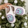 Budget 👏 Pink Lily Green Smiley Slippers ⌛