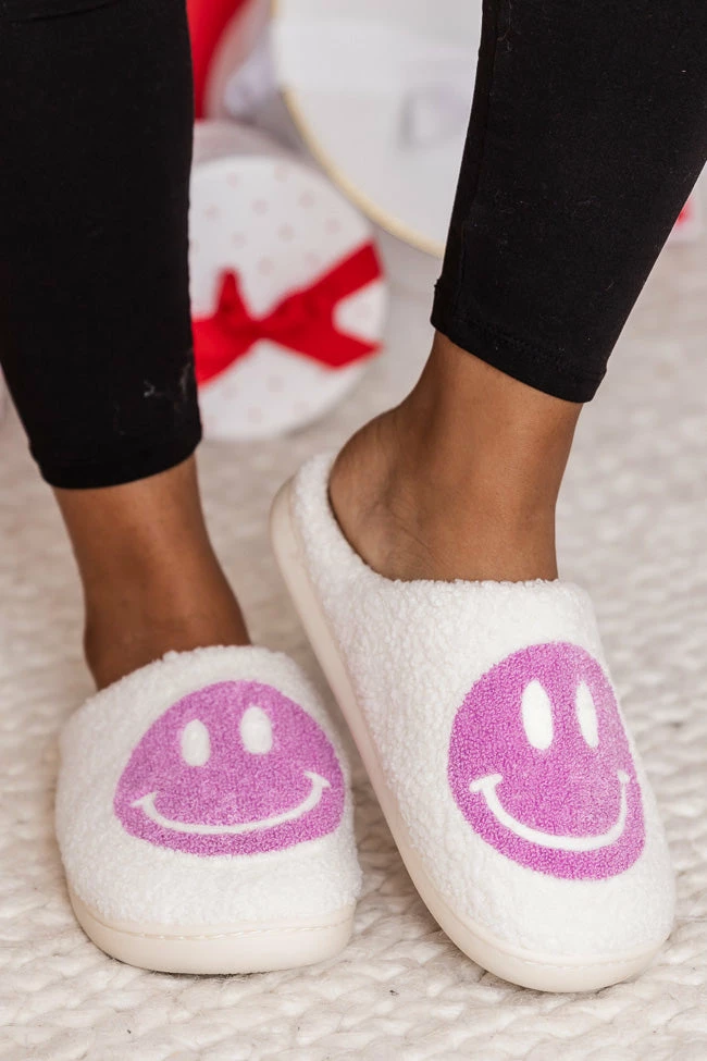 Best Sale 𧨠Pink Lily Purple Smiley Slippers π€© 4 Best Sale 𧨠Pink Lily Purple Smiley Slippers π€© - Image 2