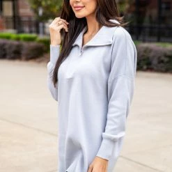 Flash Sale 😍 Pink Lily Pulling Heartstrings Grey Quarter Zip Pullover 😍 -Glam-girl Sales 186542 6 650x