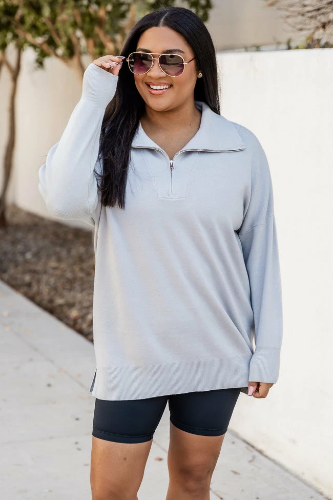 Flash Sale 😍 Pink Lily Pulling Heartstrings Grey Quarter Zip Pullover 😍 - Image 6