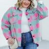 Best Sale ❤️ Pink Lily In The Mix Mint And Pink Plaid Shacket ❤️