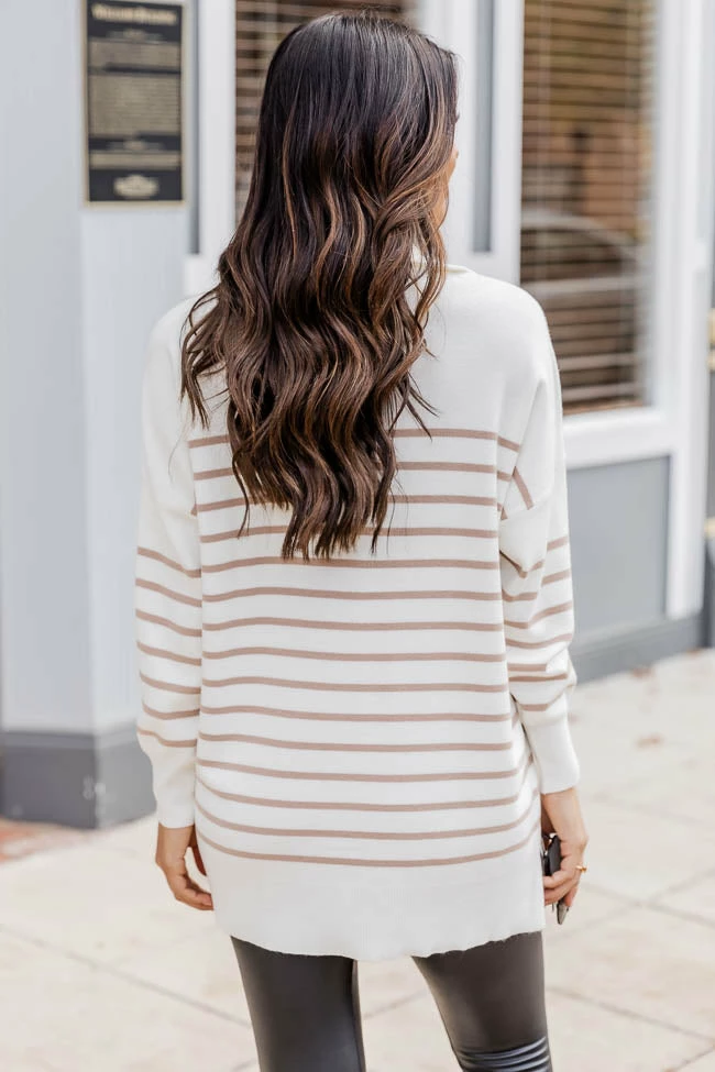 Top 10 🎁 Pink Lily Pulling Heartstrings Ivory And Tan Striped Quarter Zip Pullover ⭐ 7 Top 10 🎁 Pink Lily Pulling Heartstrings Ivory And Tan Striped Quarter Zip Pullover ⭐ - Image 5
