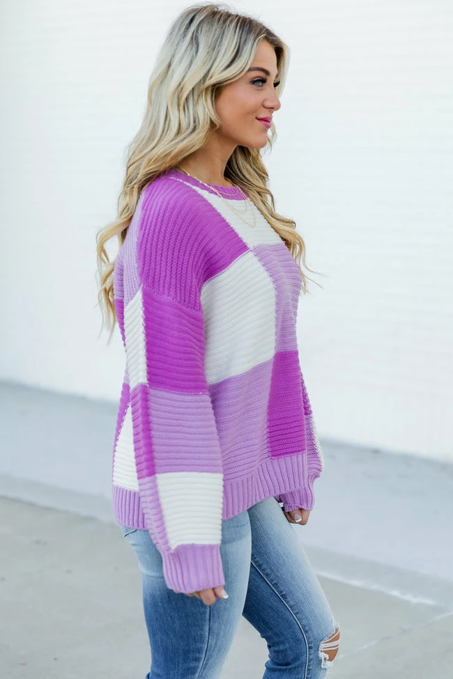 Budget 🛒 Pink Lily Feeling Special Purple Colorblock Sweater 🎁 6 Budget 🛒 Pink Lily Feeling Special Purple Colorblock Sweater 🎁 - Image 4