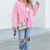 Best Sale ⌛ Pink Lily Stars In Her Eyes Pink Star Denim Jacket 😉