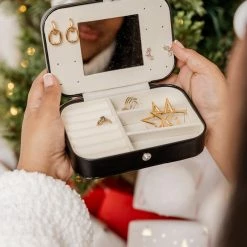 Best Sale 🔔 Pink Lily I'm Still Bejeweled Black Jewelry Case 👏