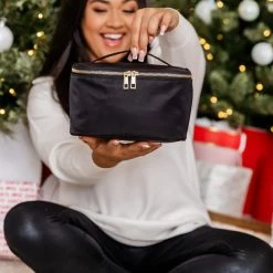 Brand new 🥰 Pink Lily Put A Face On Black Cosmetic Bag FINAL SALE 😉