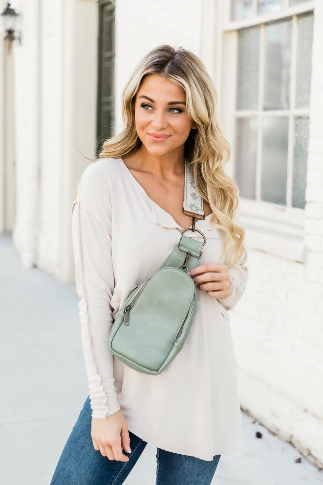 Cheap 🎁 Pink Lily All The Feels Sage Sling Bag With Removable Printed Strap 🛒 3 Cheap 🎁 Pink Lily All The Feels Sage Sling Bag With Removable Printed Strap 🛒