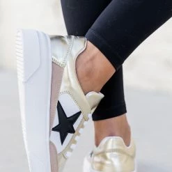 Promo ✨ Pink Lily Cleo Gold And Black Star 👟 Sneakers ⭐ -Glam-girl Sales 188006 4 650x