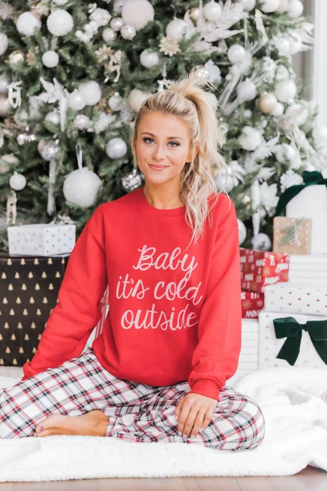 Wholesale β Pink Lily Baby It's Cold Outside Script Red Graphic Sweatshirt π 7 Wholesale β Pink Lily Baby It's Cold Outside Script Red Graphic Sweatshirt π - Image 5