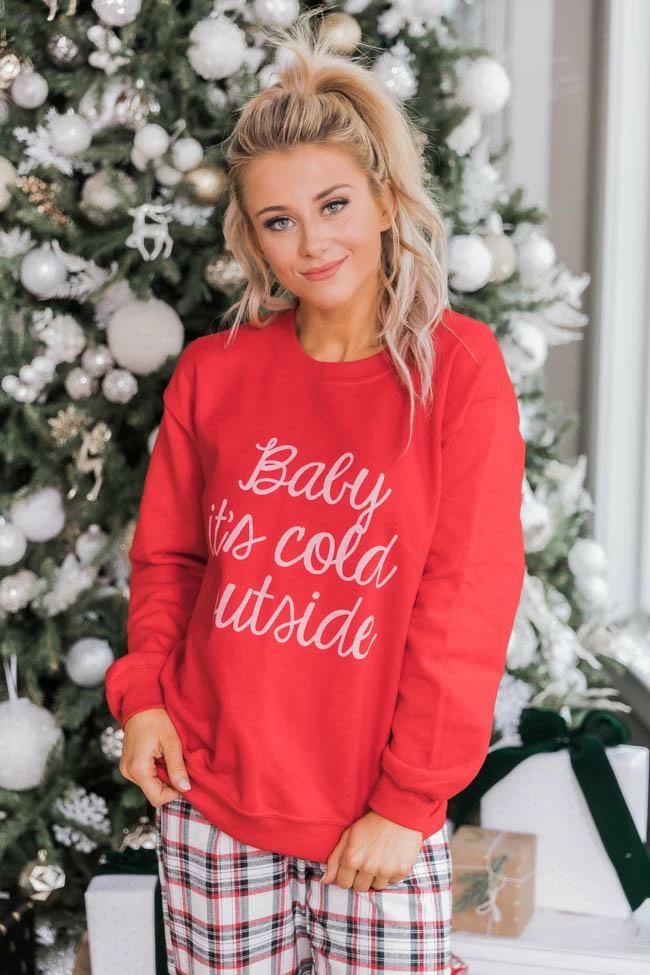 Wholesale β Pink Lily Baby It's Cold Outside Script Red Graphic Sweatshirt π 8 Wholesale β Pink Lily Baby It's Cold Outside Script Red Graphic Sweatshirt π - Image 6