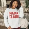 Best Pirce ✨ Pink Lily Mama Claus Graphic Ash Sweatshirt 🎁