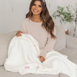 Top 10 🔥 Pink Lily Maybe I'll Stay Fuzzy Cream Blanket FINAL SALE 🔔