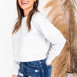 Budget 🎉 Pink Lily Stellar Weekend Grey Acid Wash Cropped Cord Sweatshirt 🔔 -Glam-girl Sales 1K0A4089 650x