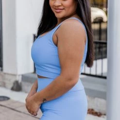 Deals 🥰 Pink Lily In Alignment Ribbed Blue Sports Bra ⌛ -Glam-girl Sales 219A2115 650x