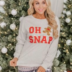 Best deal ✨ Pink Lily Oh Snap Chenille Patch Graphic Sweatshirt 👏