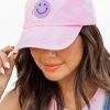 Flash Sale 😀 Pink Lily Pink Purple Smiley Face ⚾ Baseball Cap 😍