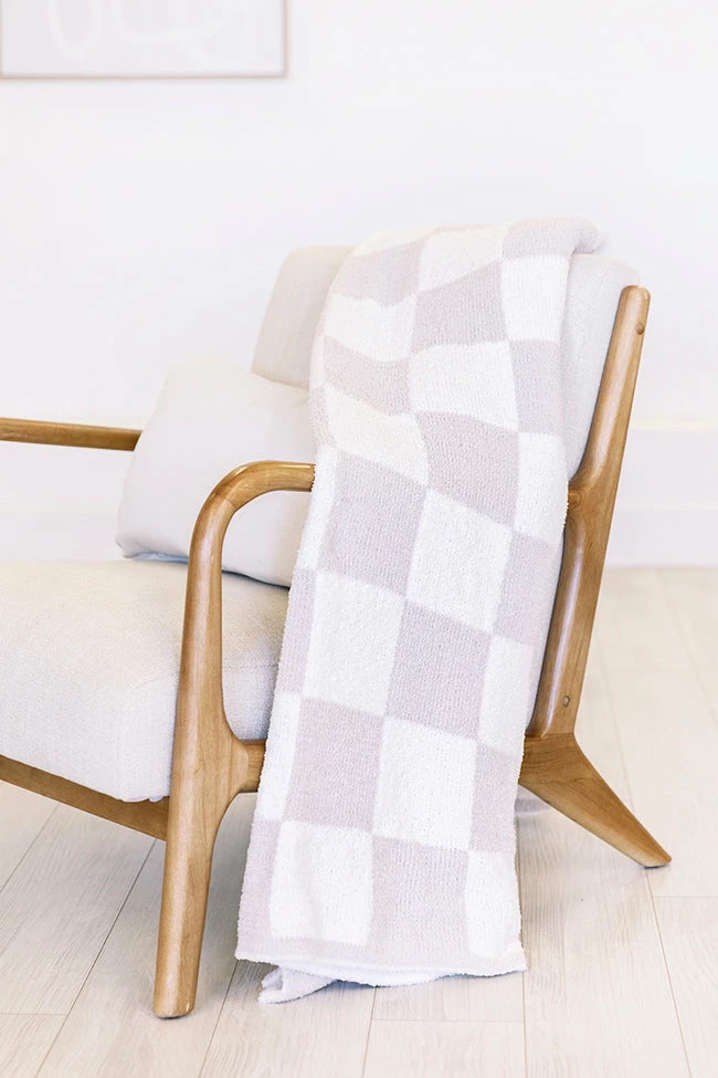Coupon 🔔 Pink Lily Make Me Believe Taupe Checkered Blanket 🔥 4 Coupon 🔔 Pink Lily Make Me Believe Taupe Checkered Blanket 🔥 - Image 2