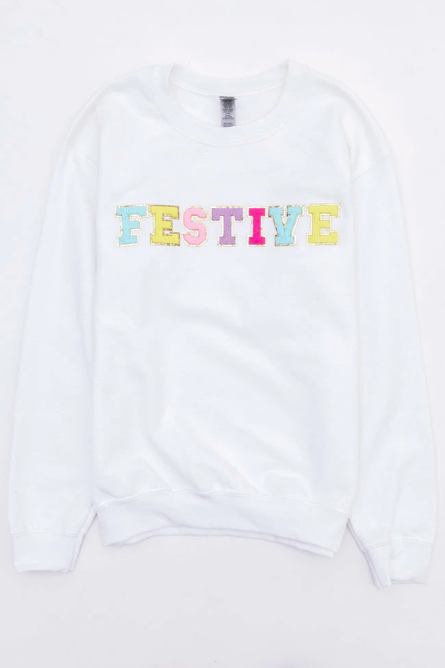 Discount π₯° Pink Lily Festive Chenille Patch Graphic Sweatshirt π 6 Discount π₯° Pink Lily Festive Chenille Patch Graphic Sweatshirt π - Image 4