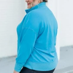 Flash Sale ⌛ Pink Lily Just Go With It Blue Henley Pullover ✨ -Glam-girl Sales 219A7701 650x