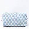 Buy 🥰 Pink Lily Full Heart Light Blue Checkered Cosmetic Pouch FINAL SALE 🔥