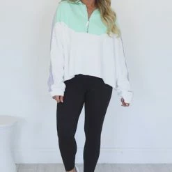 New 🥰 Pink Lily Jump Right In Mint Colorblock Quarter Zip Pullover FINAL SALE 😉 -Glam-girl Sales 59b1b7c43a8a43f49c4de5b5394181f8.thumbnail.0000000000 530x530