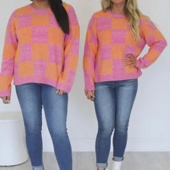 Top 10 ⭐ Pink Lily Illuminating Spirit Pink And Orange Fuzzy Checkered Sweater FINAL SALE 🛒 -Glam-girl Sales 992f1e61f42d418882626d856f09753a.thumbnail.0000000000 530x530