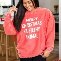 Budget 🔥 Pink Lily Merry 🎄 Christmas Ya Filthy Animal Red Corded Graphic Sweatshirt 🎁 8 Budget 🔥 Pink Lily Merry 🎄 Christmas Ya Filthy Animal Red Corded Graphic Sweatshirt 🎁 -Glam-girl Sales B181774 185702 6 650x