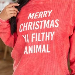 Budget 🔥 Pink Lily Merry 🎄 Christmas Ya Filthy Animal Red Corded Graphic Sweatshirt 🎁 9 Budget 🔥 Pink Lily Merry 🎄 Christmas Ya Filthy Animal Red Corded Graphic Sweatshirt 🎁 -Glam-girl Sales B181774 185702 8 650x