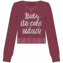 Best Pirce 🤩 Pink Lily Baby It's Cold Outside Cropped Corded Maroon Graphic Sweatshirt 💯 -Glam-girl Sales BabyIt sColdOutsideCroppedCordedMaroonGraphicSweatshirt 650x
