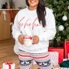 Cheapest 🔔 Pink Lily Ho Ho Ho Script White Graphic Sweatshirt 🛒 -Glam-girl Sales CP125495 hohohosweatshirt 185686 hollyandjollyjogger 7 650x
