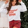 Best reviews of 🔔 Pink Lily Better Not Pout White Graphic Sweatshirt ❤️