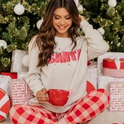 Cheapest 👍 Pink Lily Dear Santa Ash Graphic Sweatshirt 🤩 -Glam-girl Sales DE125485 6 650x