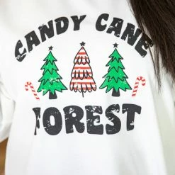Best deal 👏 Pink Lily 🍬 Candy Cane Forest White Graphic Sweatshirt ❤️ -Glam-girl Sales DI125495 185676 7 650x