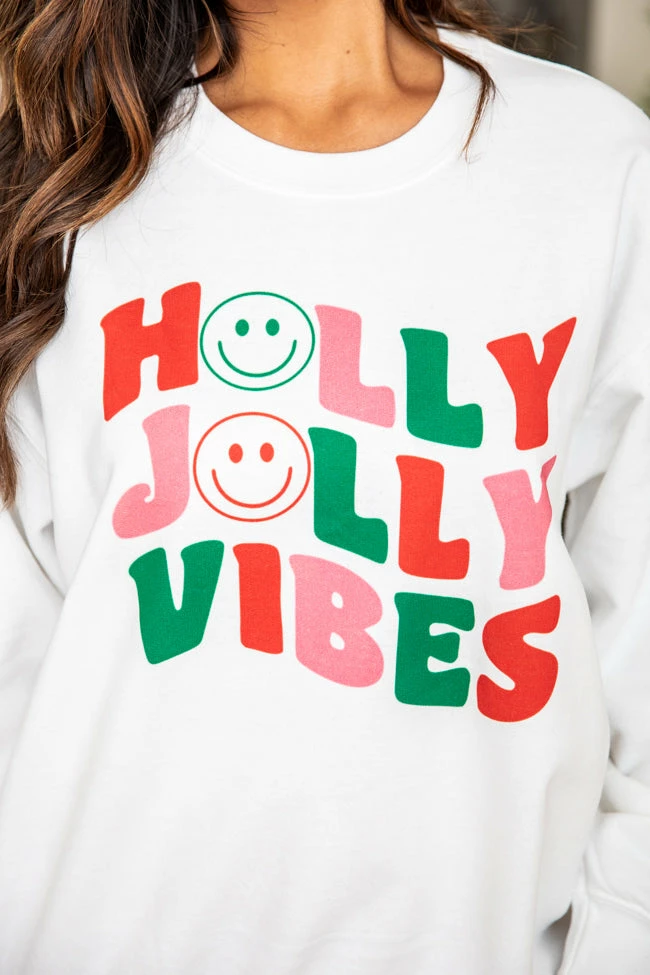 Buy π Pink Lily Holly Jolly Vibes White Graphic Sweatshirt π 5 Buy π Pink Lily Holly Jolly Vibes White Graphic Sweatshirt π - Image 3