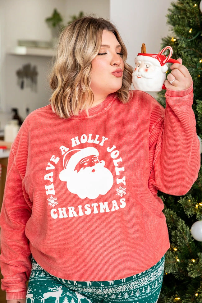 Outlet ๐ Pink Lily Have A Holly Jolly ๐ Christmas Red Corded Graphic Sweatshirt ๐ 7 Outlet ๐ Pink Lily Have A Holly Jolly ๐ Christmas Red Corded Graphic Sweatshirt ๐ - Image 5