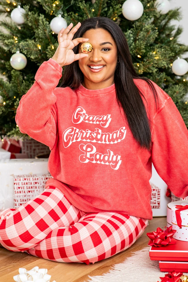 New π Pink Lily Crazy π Christmas Lady Red Corded Graphic Sweatshirt β 3 New π Pink Lily Crazy π Christmas Lady Red Corded Graphic Sweatshirt β