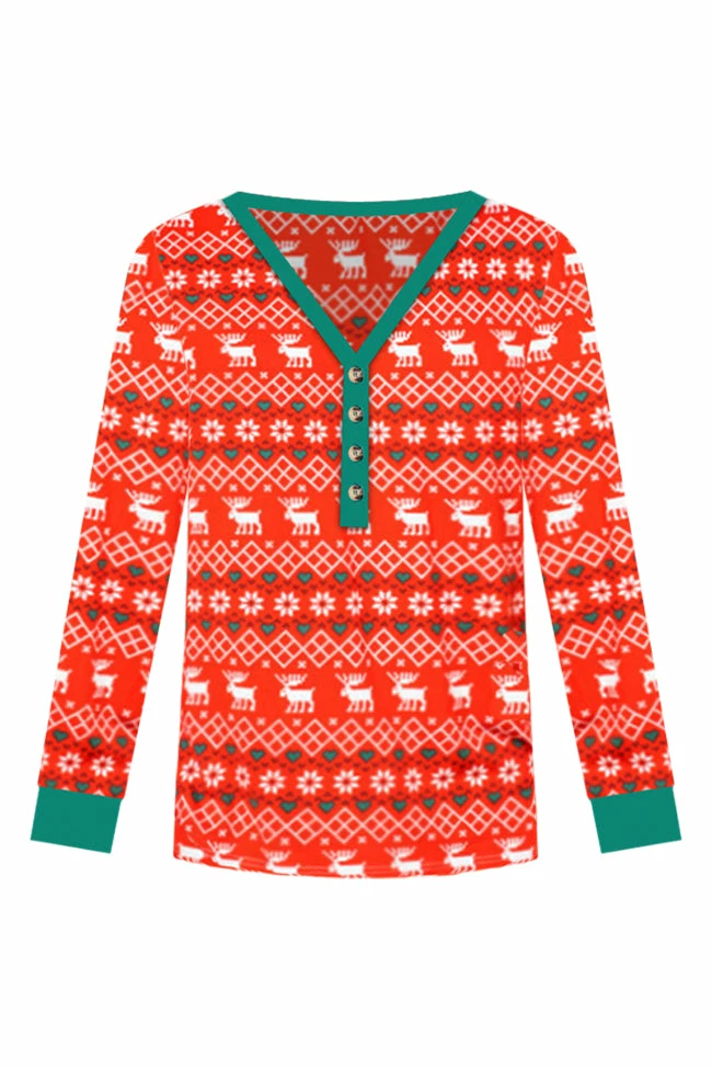 New ๐ Pink Lily Home For The Holidays Red Henley ๐ Christmas Print Pajama Top ๐ 13 New ๐ Pink Lily Home For The Holidays Red Henley ๐ Christmas Print Pajama Top ๐ - Image 11