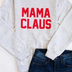 Best Pirce ✨ Pink Lily Mama Claus Graphic Ash Sweatshirt 🎁 -Glam-girl Sales MamaClausGraphicAshSweatshirt 650x