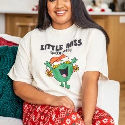 Wholesale 🛒 Pink Lily Little Miss Holly Jolly Ivory Graphic Tee 😍 -Glam-girl Sales V184734 185676 1 650x